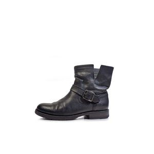 Frye Black Leather Ankle Booties with Strap